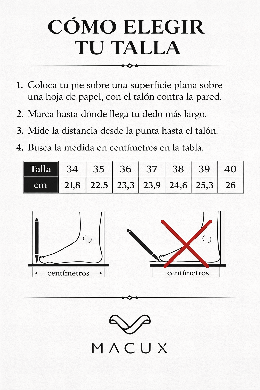 Guía de tallas Mujer – MACUX